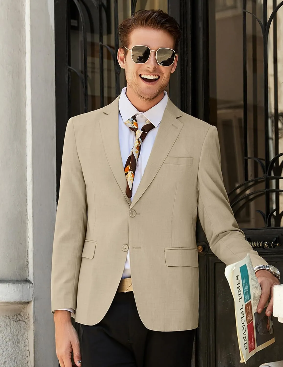 COOFANDY Mens Linen Casual Blazer Slim Fit Sport Coat Two Button Summer Suit Jacket Lightweight Business Sport Jacket