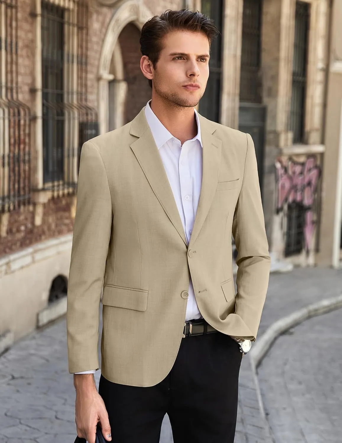 COOFANDY Mens Linen Casual Blazer Slim Fit Sport Coat Two Button Summer Suit Jacket Lightweight Business Sport Jacket