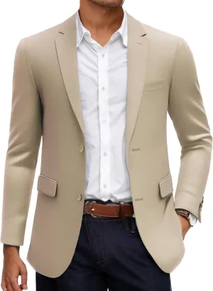COOFANDY Mens Linen Casual Blazer Slim Fit Sport Coat Two Button Summer Suit Jacket Lightweight Business Sport Jacket