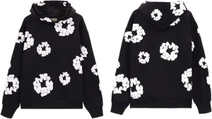 Cotton Flower Print Hoodie and Pants Tracksuit - Retro Harajuku Style Comfortable Casual Wear Unisex