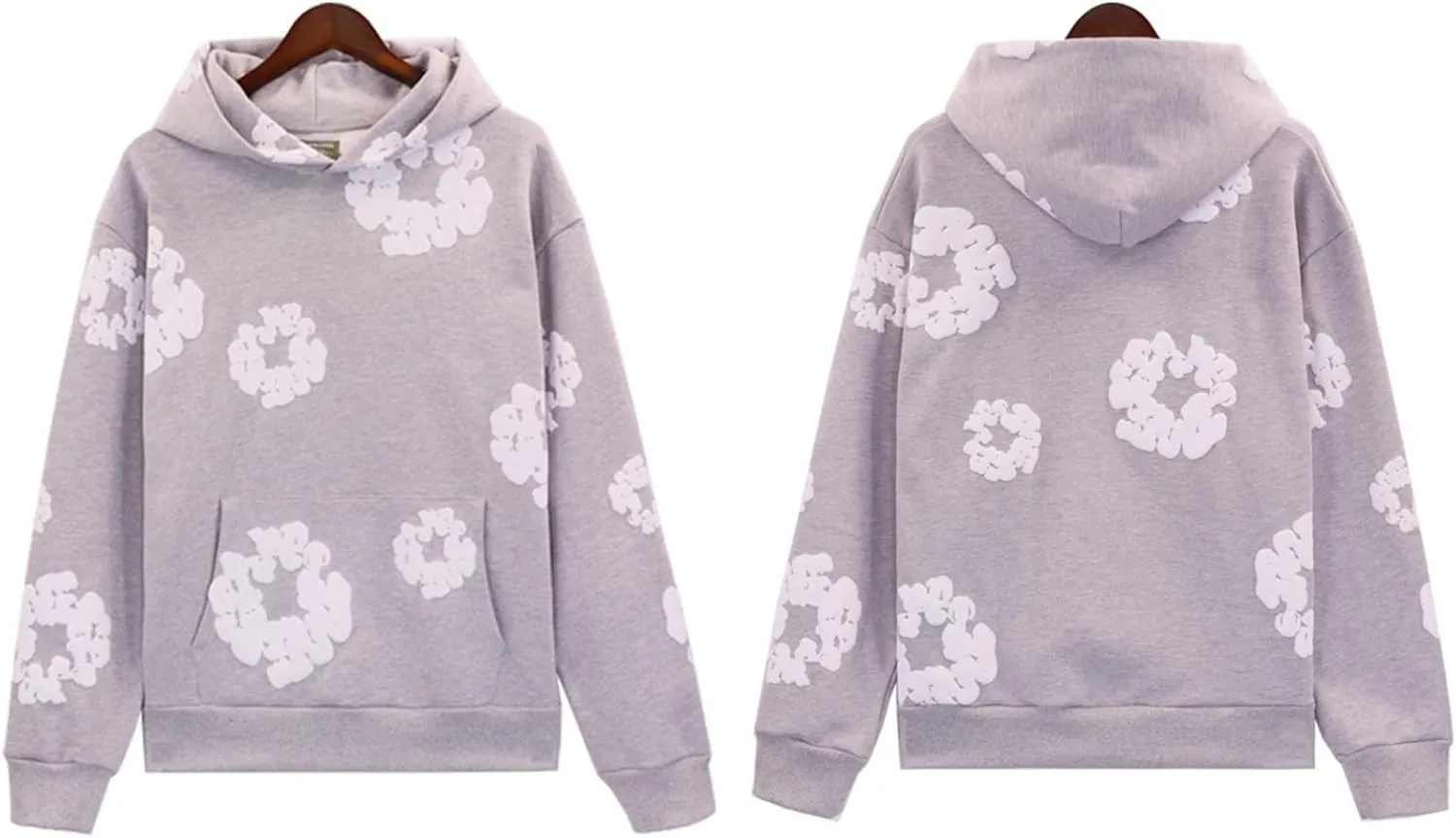 Cotton Flower Print Hoodie and Pants Tracksuit - Retro Harajuku Style Comfortable Casual Wear Unisex