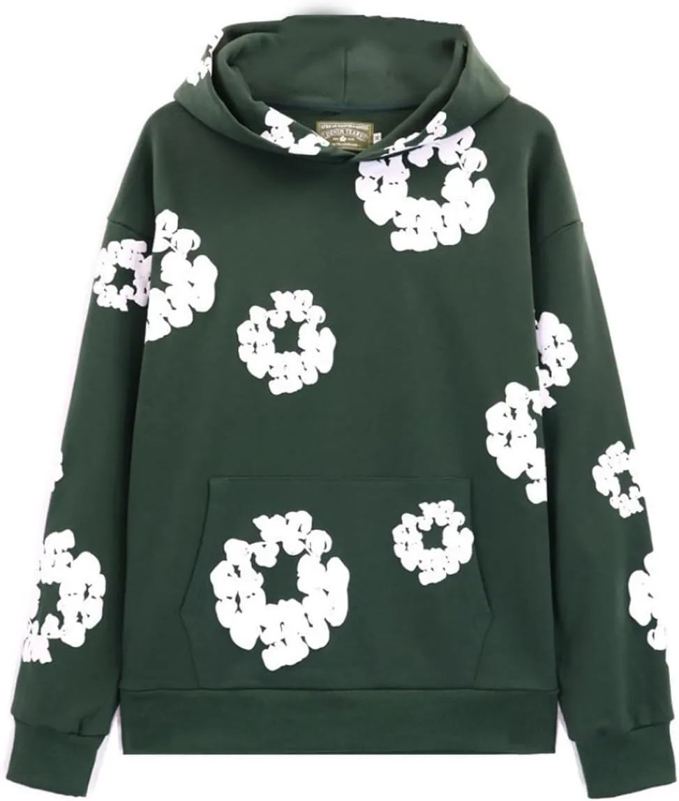 Cotton Flower Print Hoodie and Pants Tracksuit - Retro Harajuku Style Comfortable Casual Wear Unisex