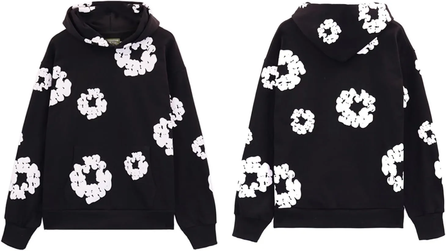 Cotton Flower Print Hoodie and Pants Tracksuit - Retro Harajuku Style Comfortable Casual Wear Unisex
