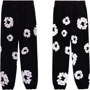 Cotton Flower Print Hoodie and Pants Tracksuit - Retro Harajuku Style Comfortable Casual Wear Unisex