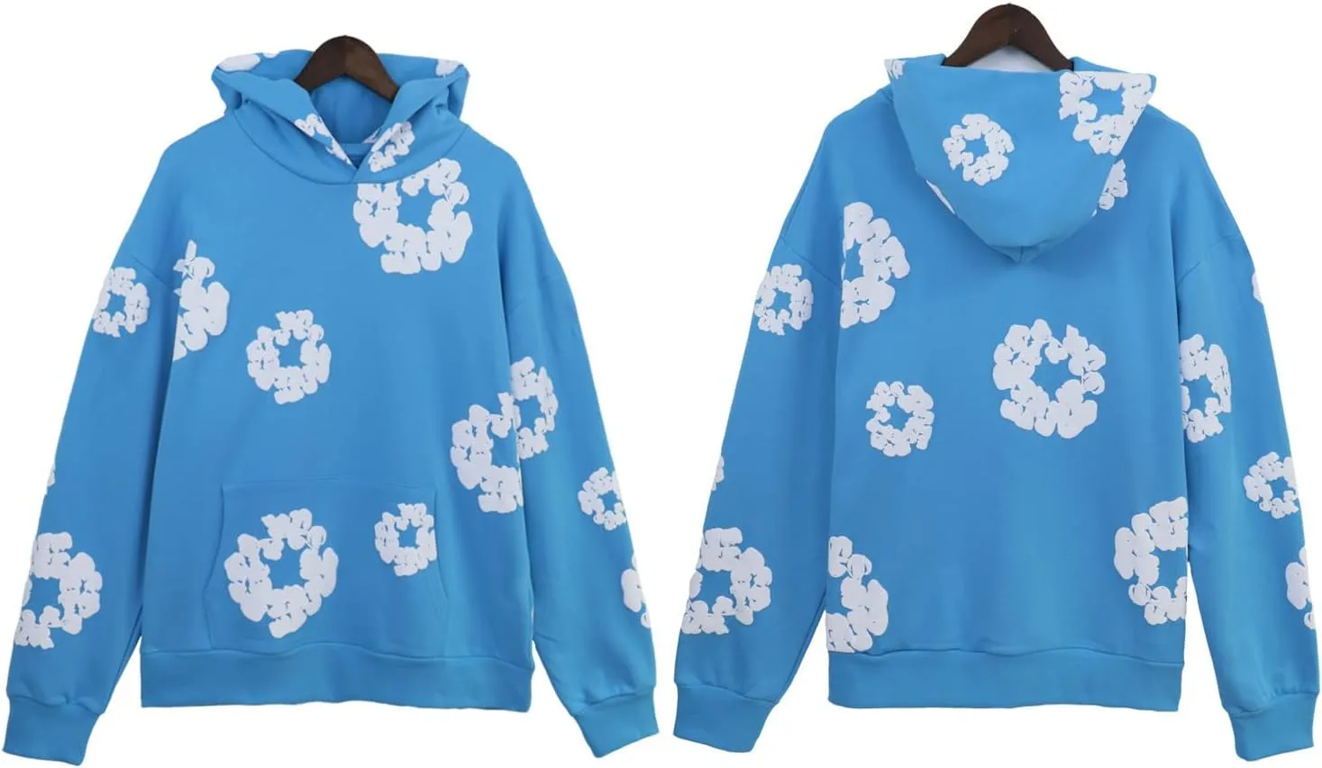 Cotton Flower Print Hoodie and Pants Tracksuit - Retro Harajuku Style Comfortable Casual Wear Unisex