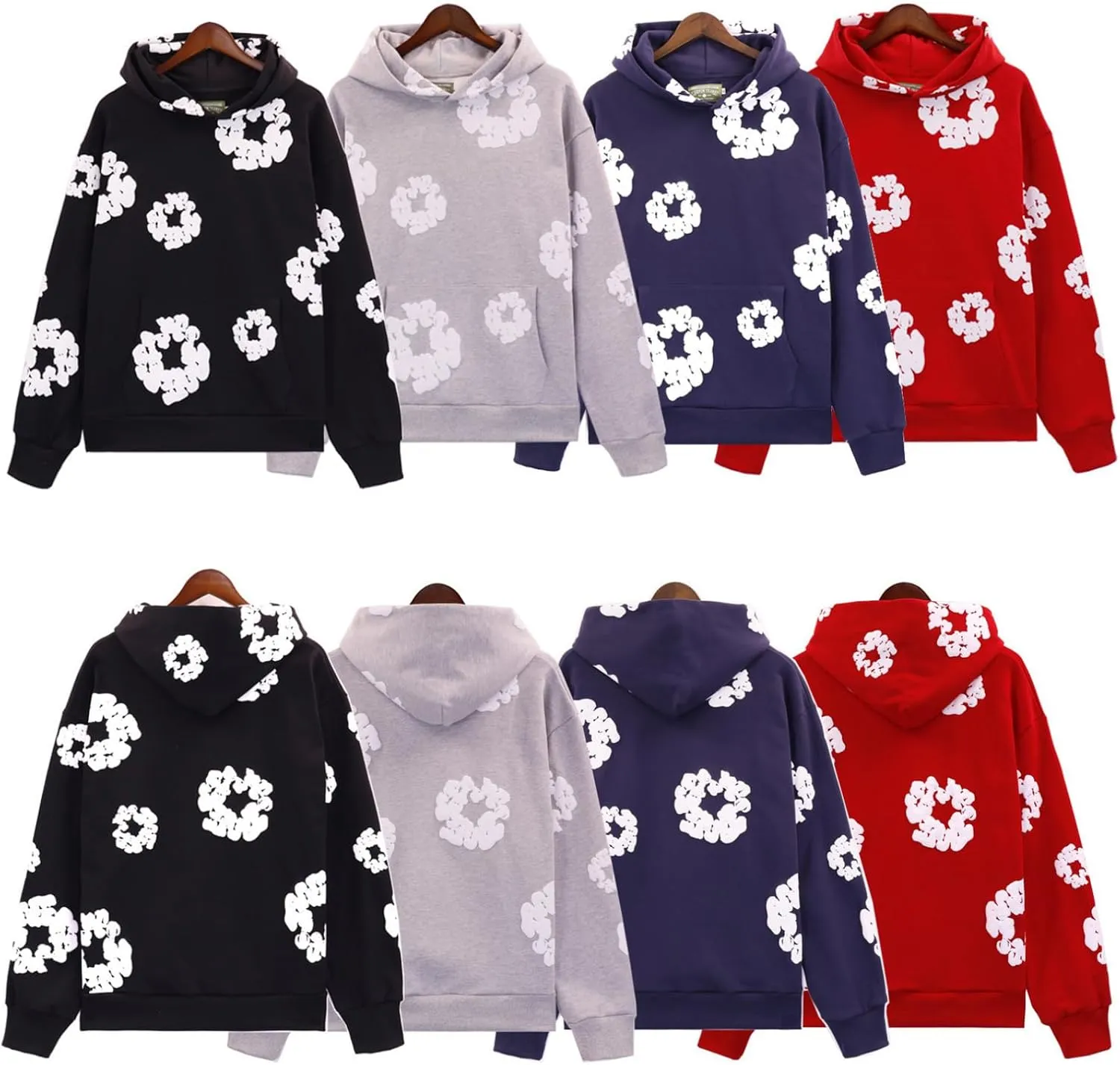 Cotton Flower Print Hoodie and Pants Tracksuit - Retro Harajuku Style Comfortable Casual Wear Unisex