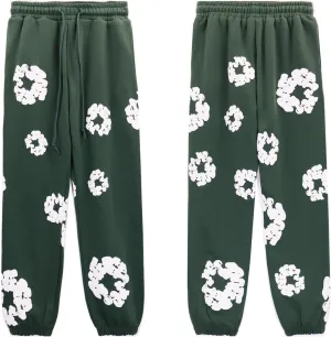Cotton Flower Print Hoodie and Pants Tracksuit - Retro Harajuku Style Comfortable Casual Wear Unisex