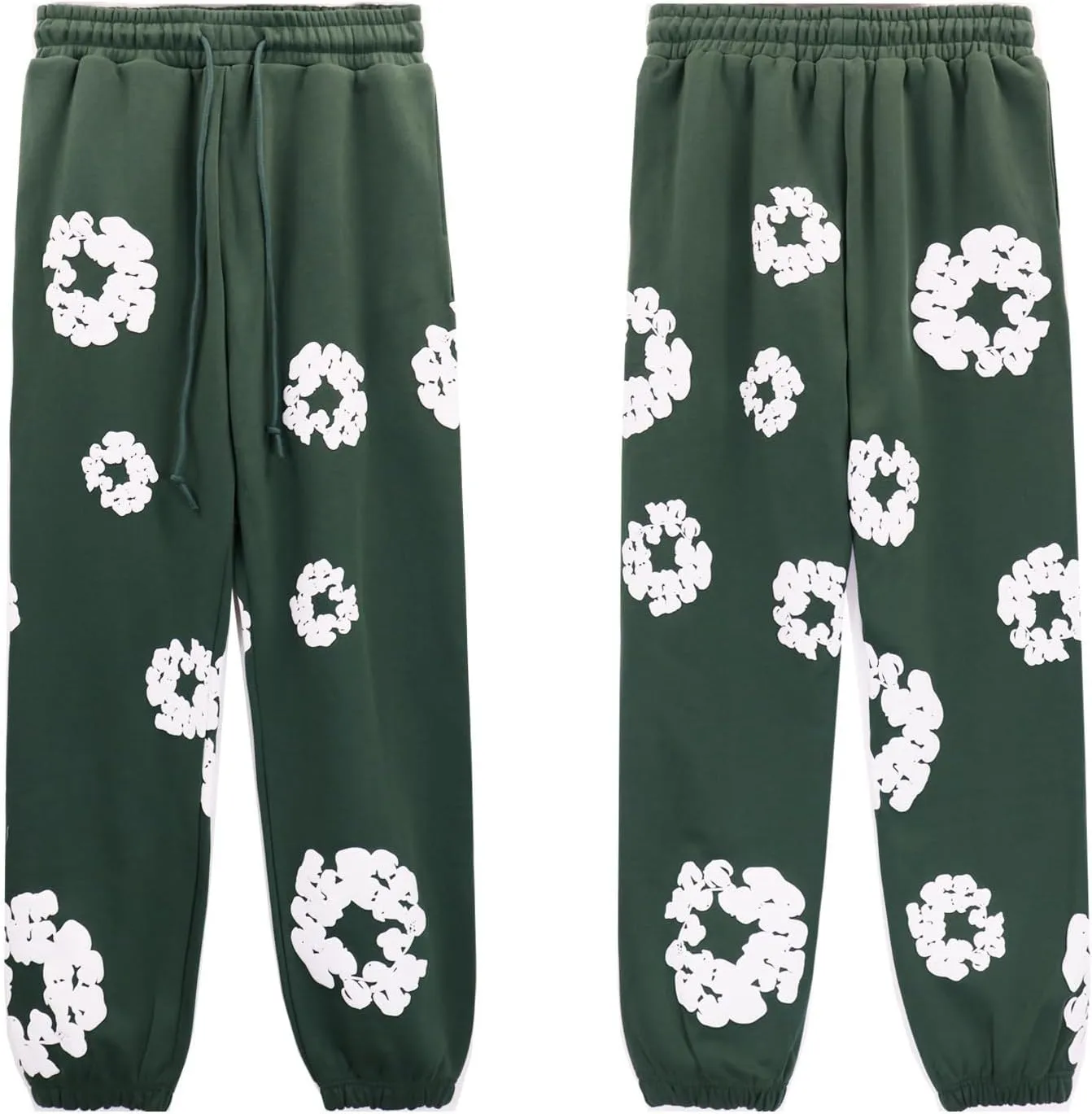 Cotton Flower Print Hoodie and Pants Tracksuit - Retro Harajuku Style Comfortable Casual Wear Unisex