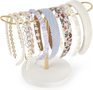 Dahey Headband Holder Metal Headband Organizer Hair Hoop Display Stand, Modern Hair Accessories Organizer Storage Hair Ropes Bracelets Bangles College Dorm Room Decor for Women and Girls, Gold