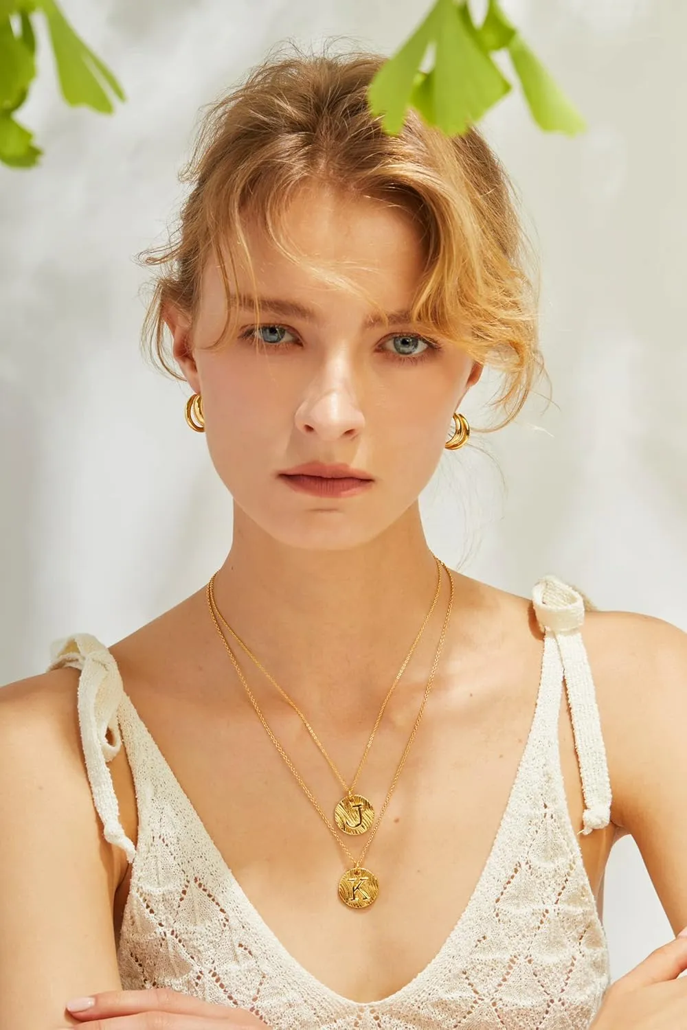 Dainty Initial Necklace - 14K Gold Plated Letter Necklace,Coin Initial Gold Necklaces for Women