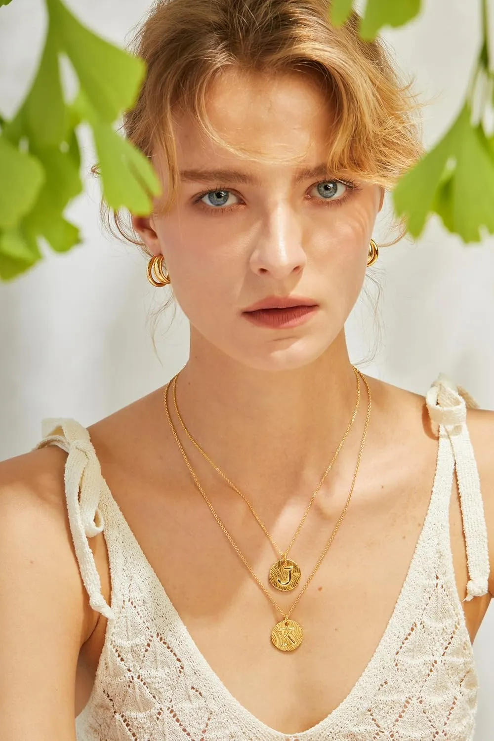Dainty Initial Necklace - 14K Gold Plated Letter Necklace,Coin Initial Gold Necklaces for Women