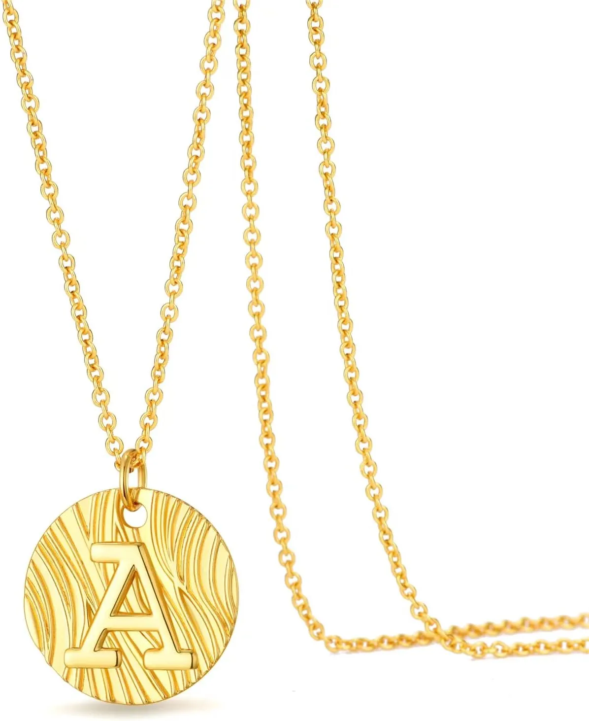Dainty Initial Necklace - 14K Gold Plated Letter Necklace,Coin Initial Gold Necklaces for Women