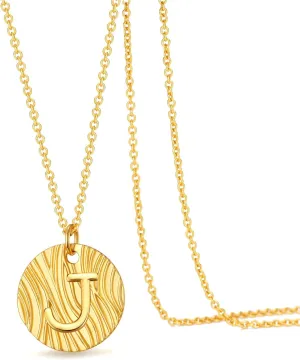 Dainty Initial Necklace - 14K Gold Plated Letter Necklace,Coin Initial Gold Necklaces for Women