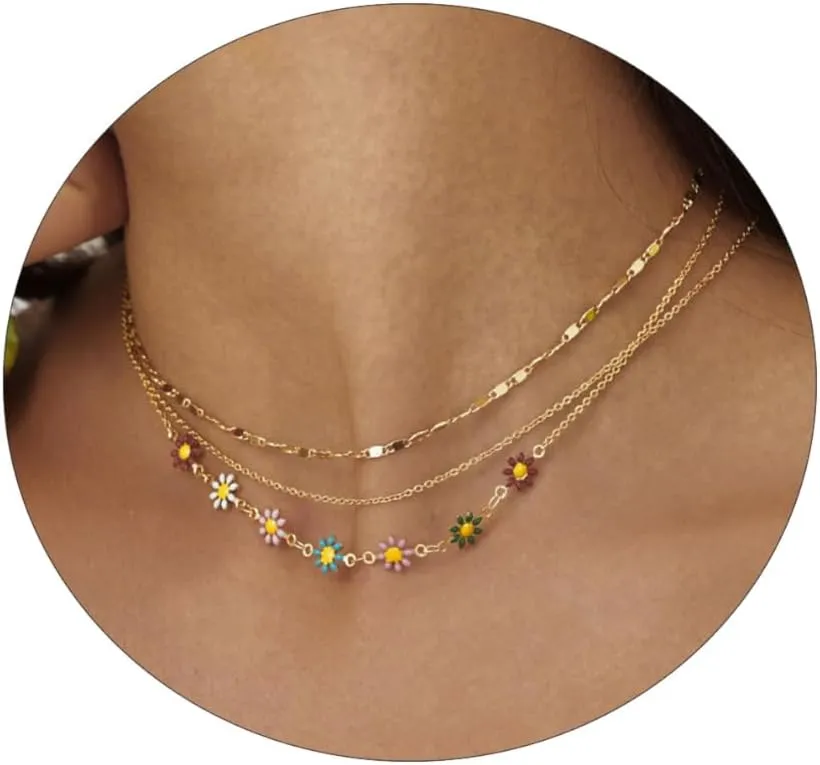 Dainty Layered Necklaces for Women Silver Trendy Layering Necklace Snake Paperclip Figaro Chain Layered Necklace Set Everyday Jewelry Gift