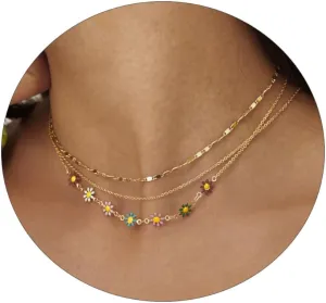 Dainty Layered Necklaces for Women Silver Trendy Layering Necklace Snake Paperclip Figaro Chain Layered Necklace Set Everyday Jewelry Gift
