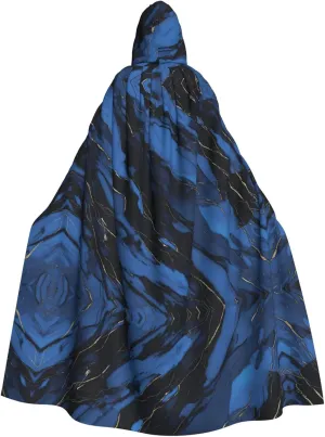 dark blue marble Prints Hooded Cloak for Halloween, Role-playing, and Costume Parties - Comfortable and Durable