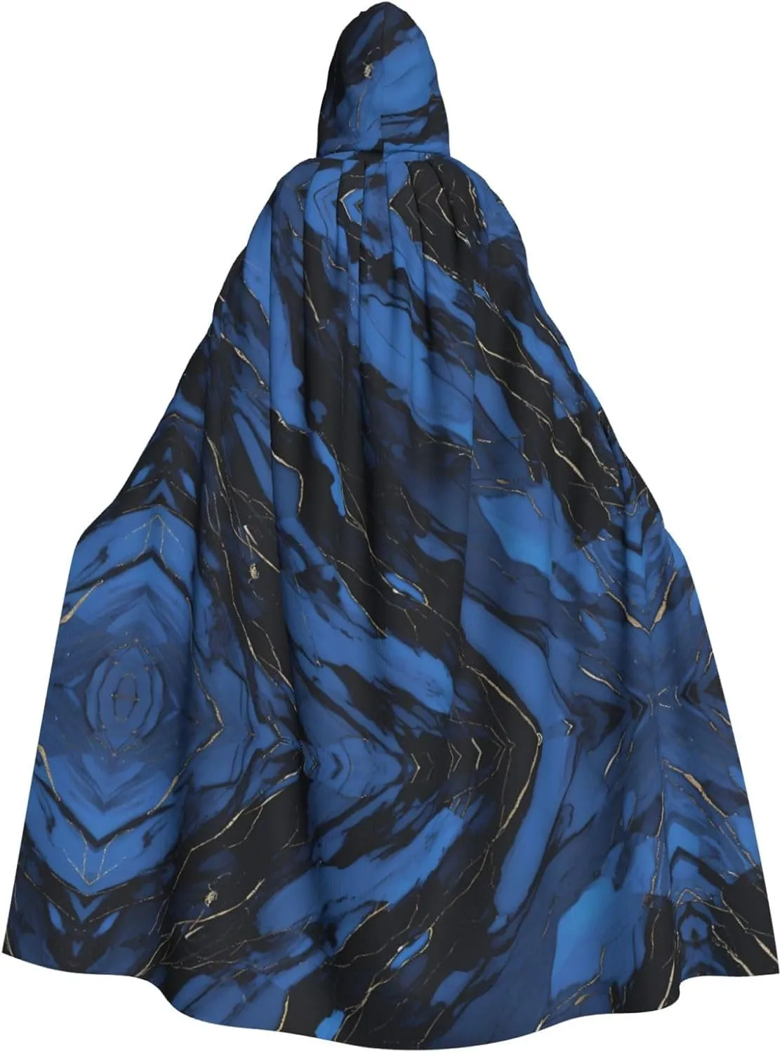 dark blue marble Prints Hooded Cloak for Halloween, Role-playing, and Costume Parties - Comfortable and Durable
