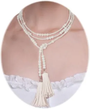 ELABEST Layered Pearl Necklace Long Tassel Pearl Necklace Multistrand Pearl Necklaces for Women