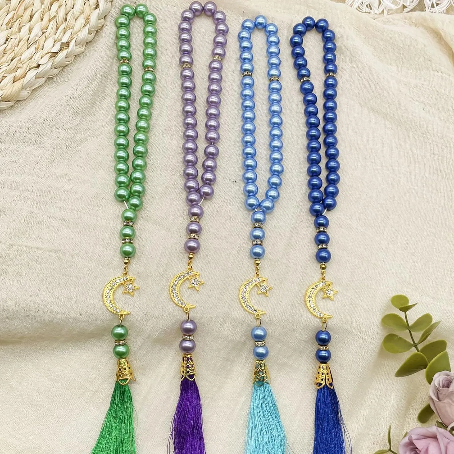 Elegant 33 Bead Glass Prayer Beads Bracelet Handmade Muslims Accessory Jewelry for Meditation Or Religious Ceremonies