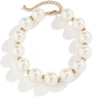 Elegant Big Pearl Short Collar Necklace Fashion Large Statement Imitated Pearl Collette Delicate Highlight Polished Pearl Clavicle Necklace for Women Girl Dainty Jewelry
