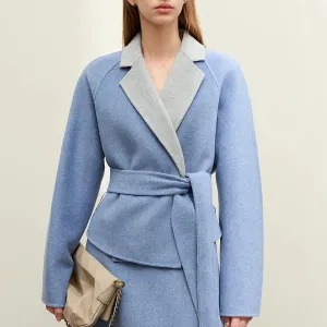 Elegant Women's Wool Lapel Collar Coat