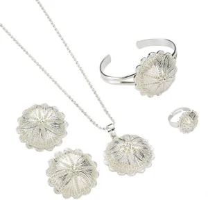 Ethiopian Jewelry Sets Pendant Necklaces Earrings Ring Bangles for Womens Gold Color Eritrean African Bride Gifts