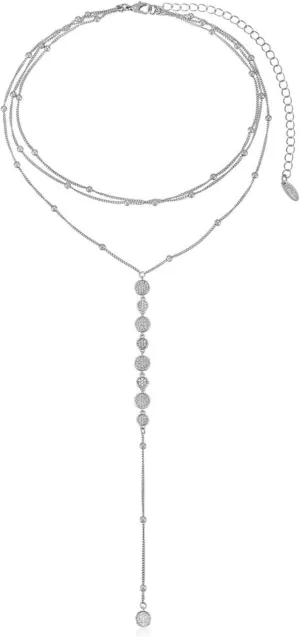 Ettika Lariat Necklace for Women. Gold Drop Necklace, Necklaces for Women. 18K Gold or Rhodium Plated Chain. Trendy Jewelry