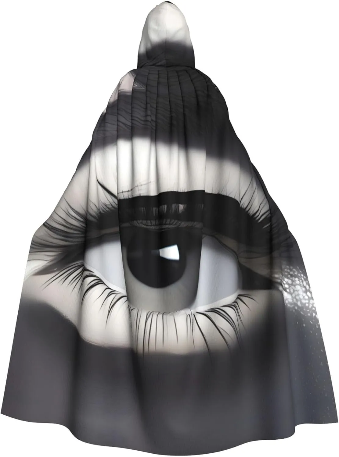 Eyelash Lip White Prints Hooded Cloak for Halloween, Role-playing, and Costume Parties - Comfortable and Durable