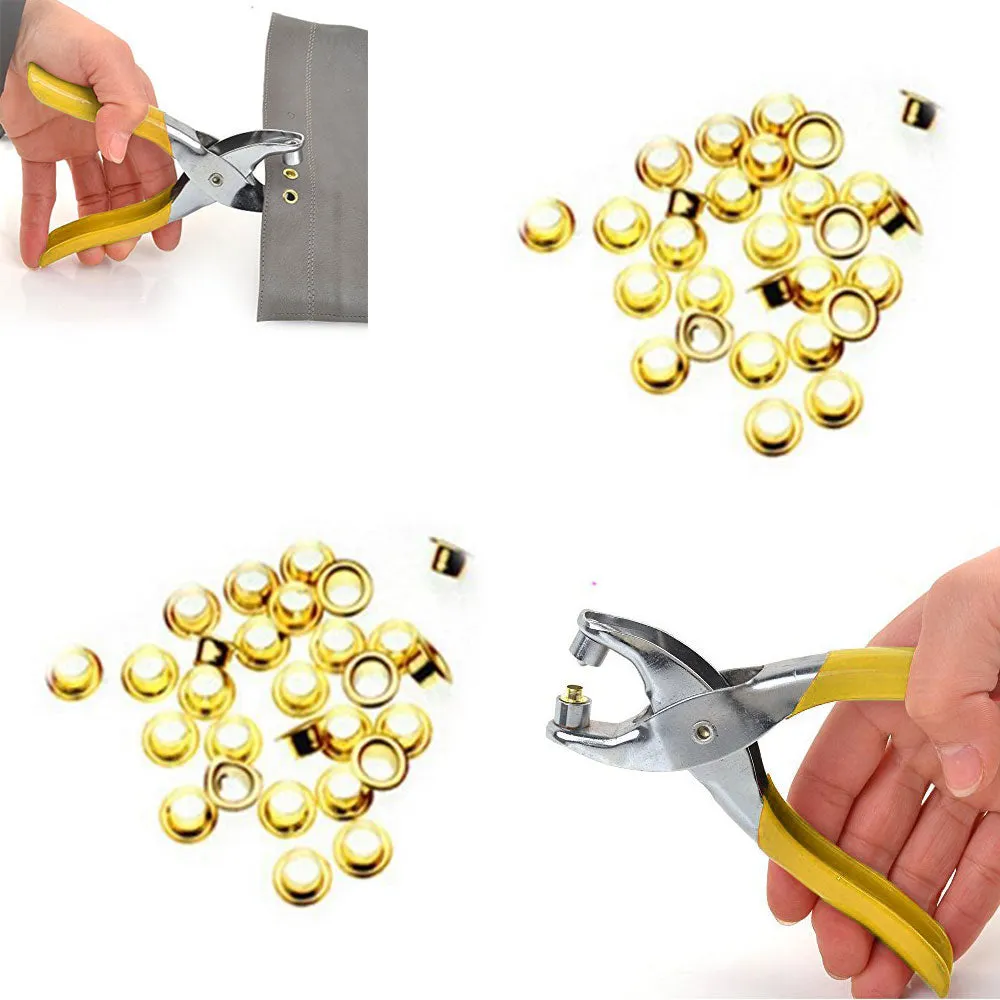 Eyelet Grommet Pliers Hole Punch Steel Fabric Paper Canvas Setter Repairing Kit