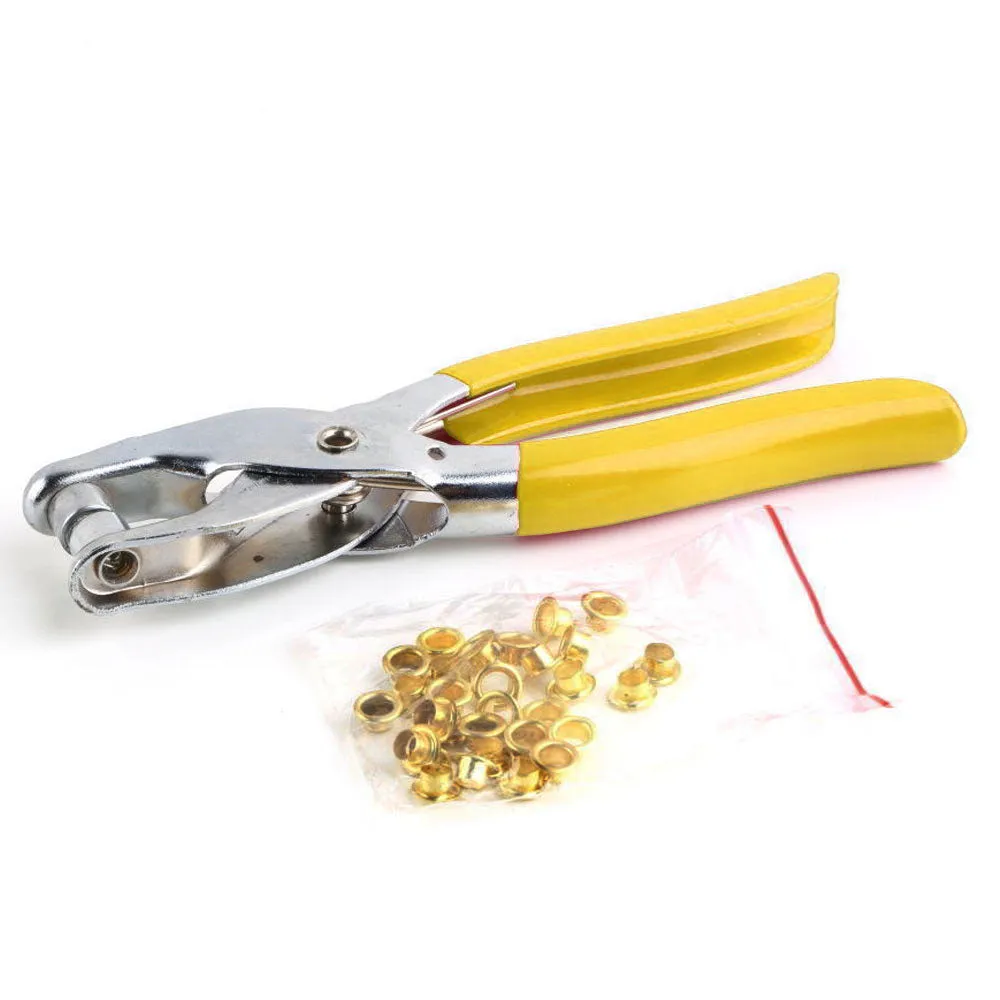 Eyelet Grommet Pliers Hole Punch Steel Fabric Paper Canvas Setter Repairing Kit