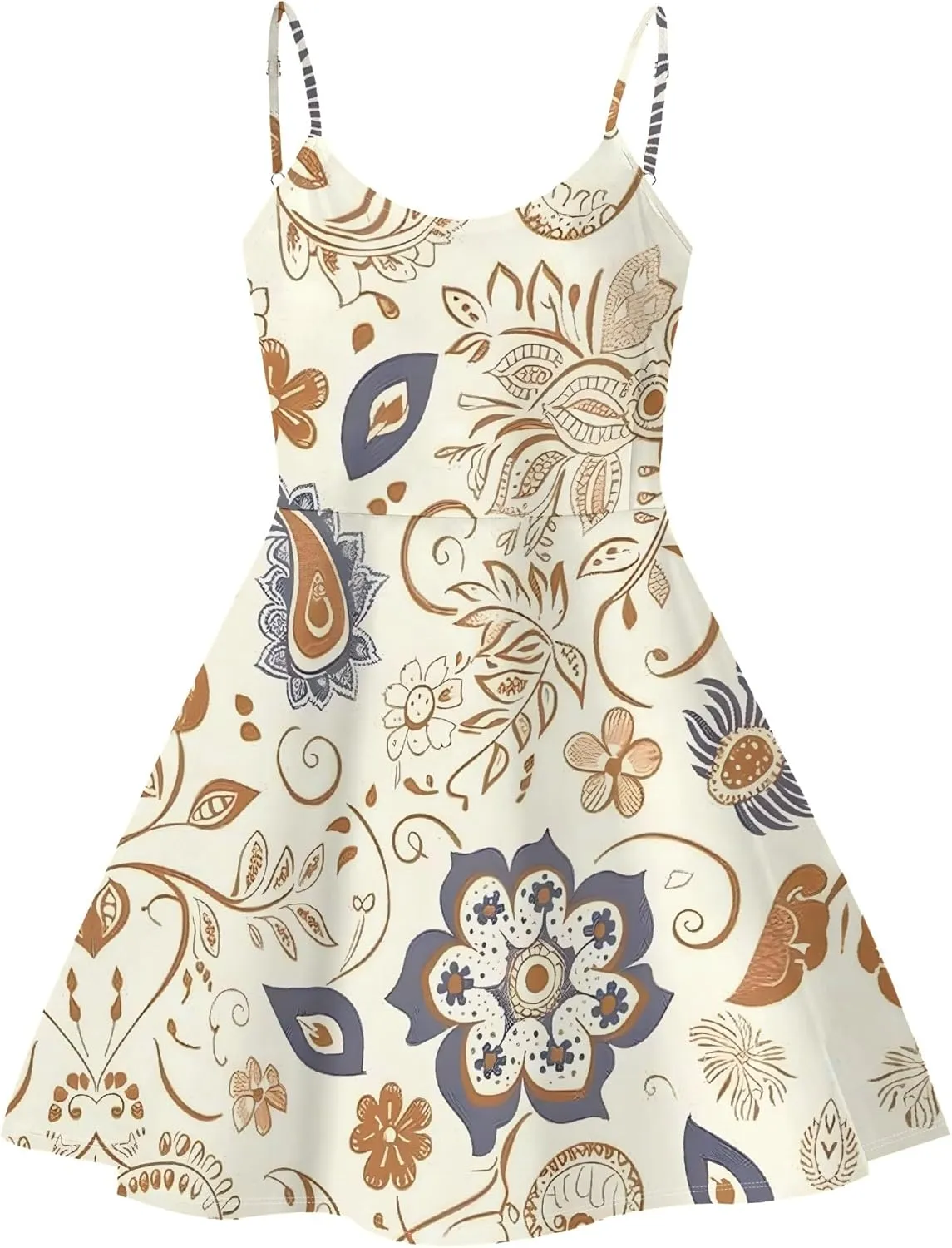 Fashion Women Plus Size Sleeveless Round Neck Casual Dresses Summer Print Cocktail Beach Vacation S-3XL