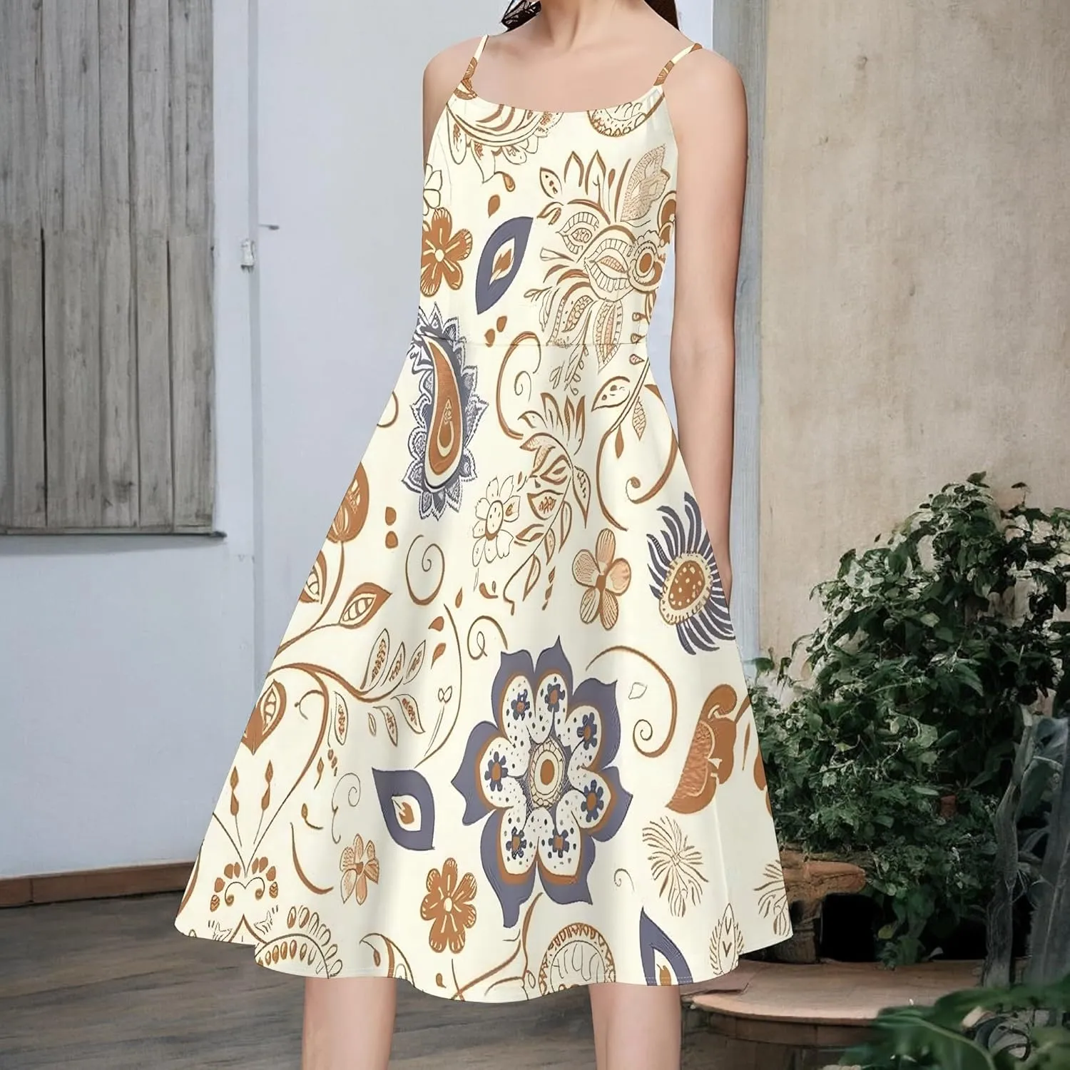 Fashion Women Plus Size Sleeveless Round Neck Casual Dresses Summer Print Cocktail Beach Vacation S-3XL