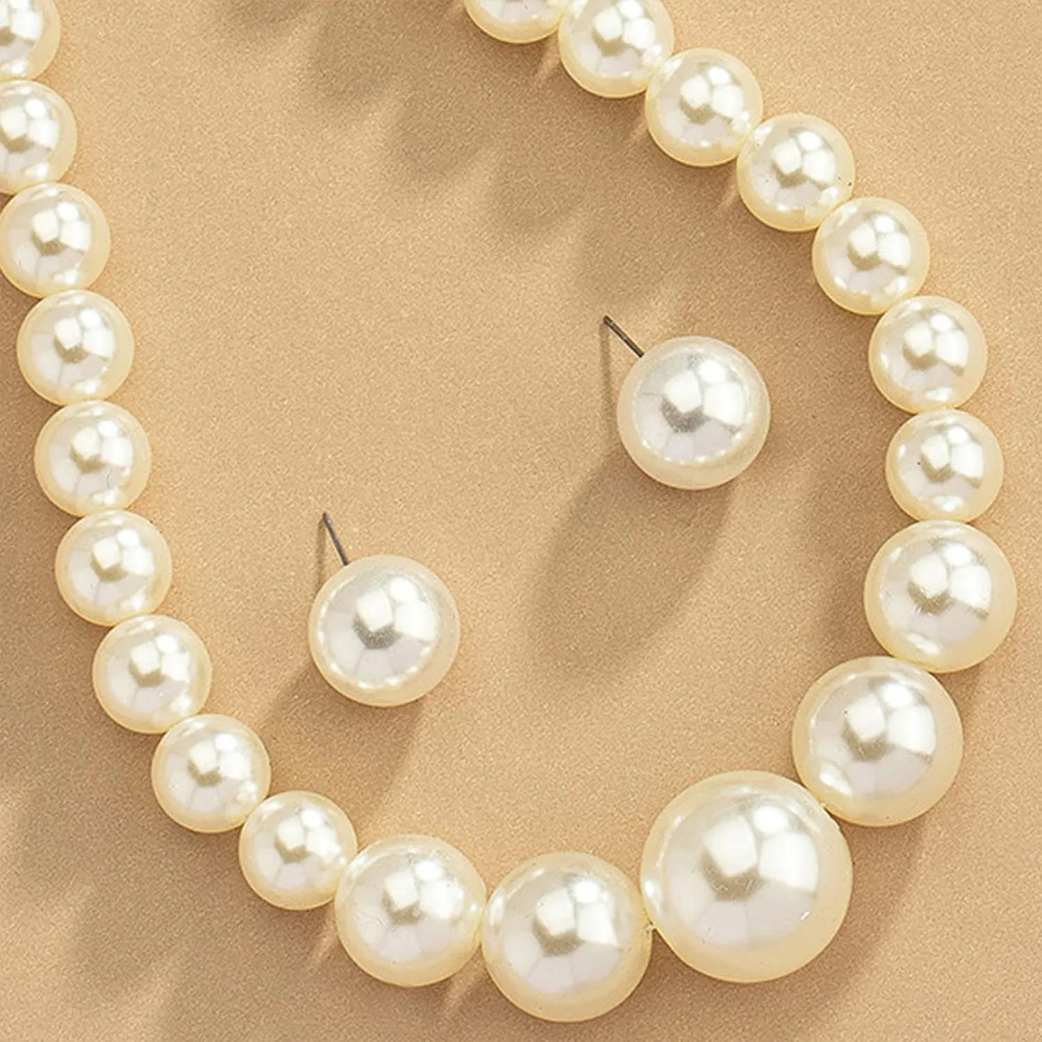 Faux Pearls Beaded Necklaces - Stackable Layered Choker Necklace - Large Pearl Statement Necklace - Bridal Wedding Party Jewelry Gift
