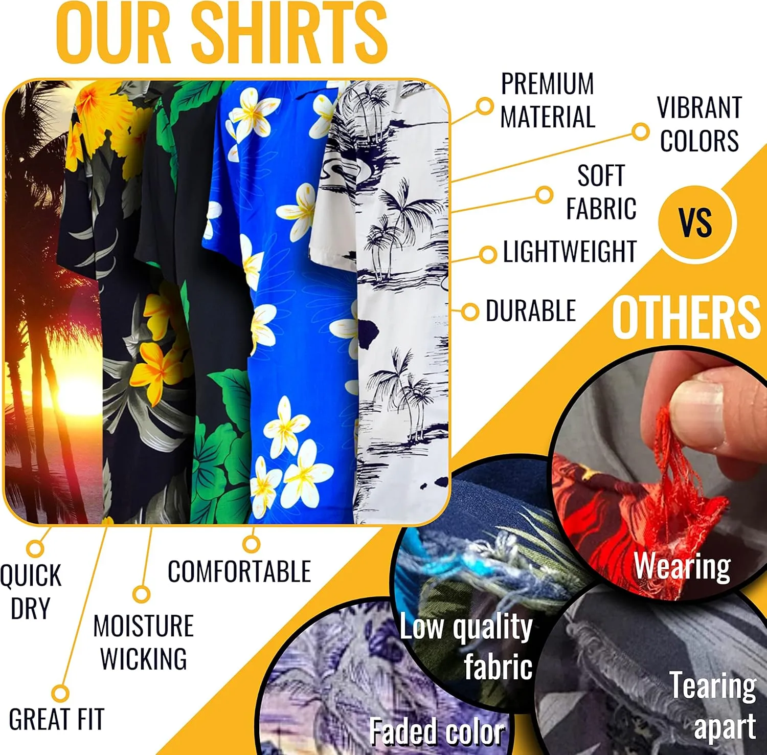 Favant Hawaiian Shirts - Woodie Cars Comfortable Hawaiian Beach Shirt for Men. Lightweight Quick Dry Mens Hawaiian Shirts