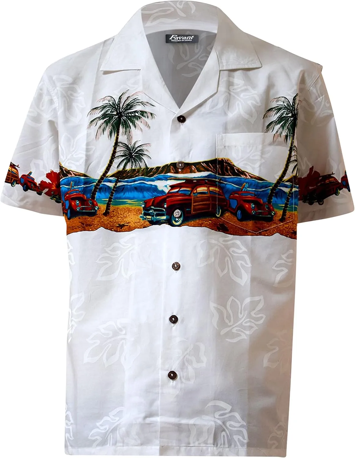 Favant Hawaiian Shirts - Woodie Cars Comfortable Hawaiian Beach Shirt for Men. Lightweight Quick Dry Mens Hawaiian Shirts