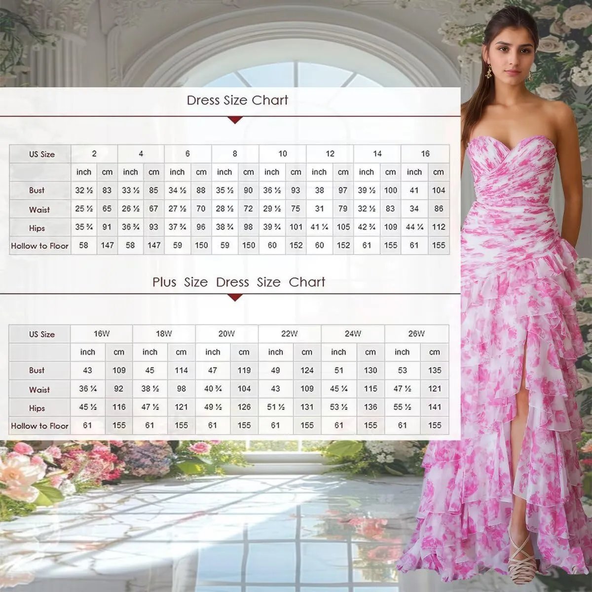 Floral Prom Dresses Sweetheart Tiered Ball Gown A-Line Long Strapless Formal Evening Party Dress for Women
