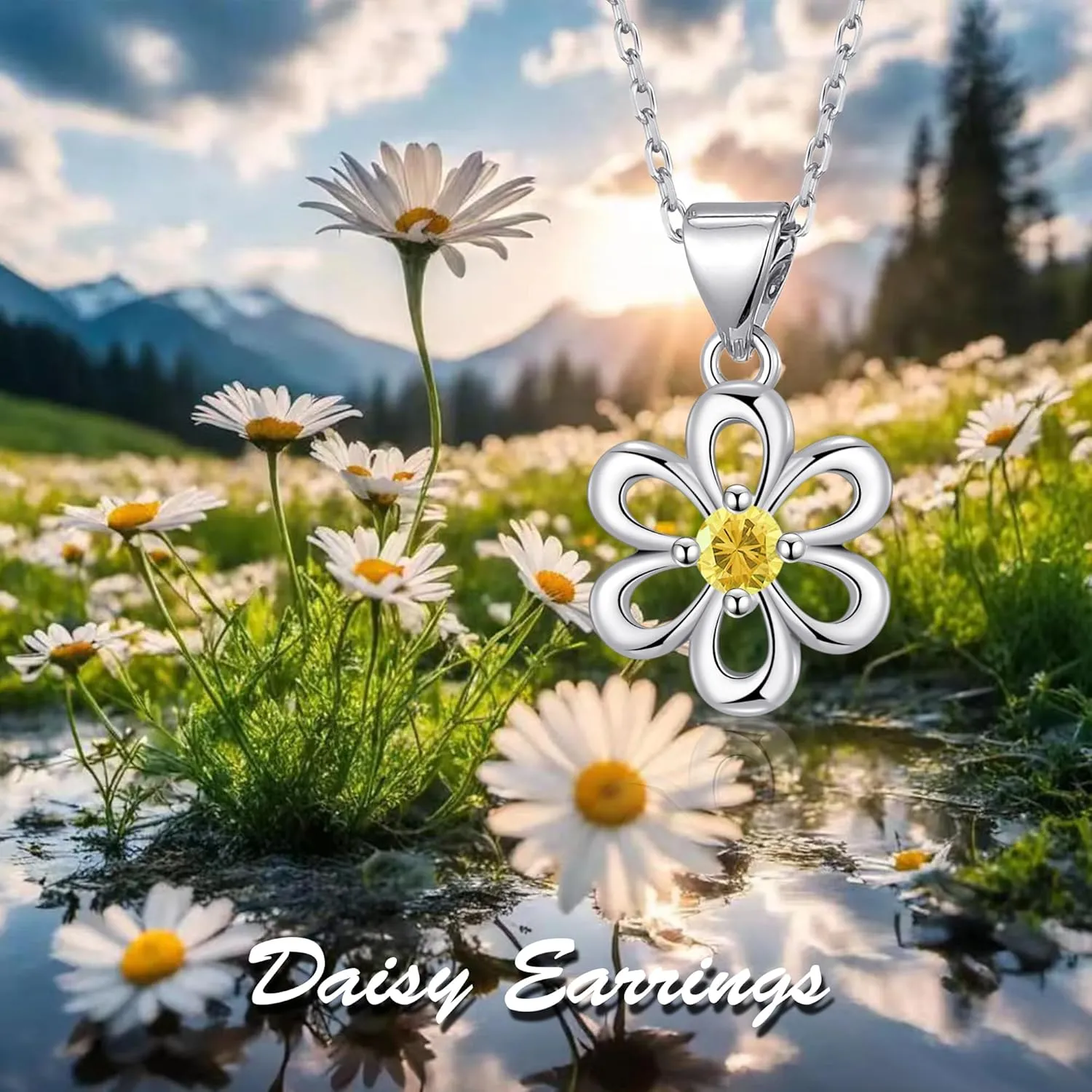 Flower Necklace Tulip/Sunflower/Daisy/Bee Pendant Necklaces Jewelry for Women Mom Gifts