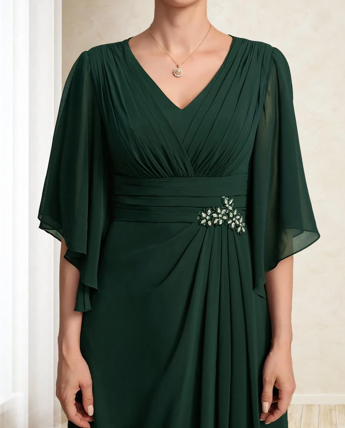 Flutter Sleeve Plus Size Mother Bride Dresses Black Long Ruffles A Line Formal Evening Gowns for Women V Neck YB81