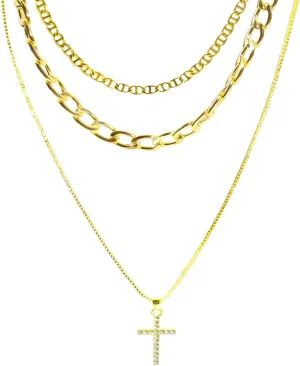 FOTN Gold Layered Necklaces for Women, 14K Dainty Gold Chain Necklace Women Trendy Cuban Link Chain Toggle Clasp Necklace Fashion Chunky Jewelry for Women