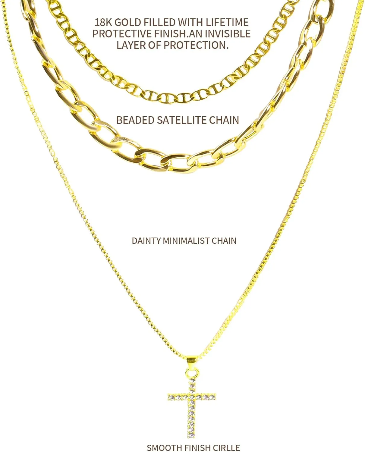 FOTN Gold Layered Necklaces for Women, 14K Dainty Gold Chain Necklace Women Trendy Cuban Link Chain Toggle Clasp Necklace Fashion Chunky Jewelry for Women