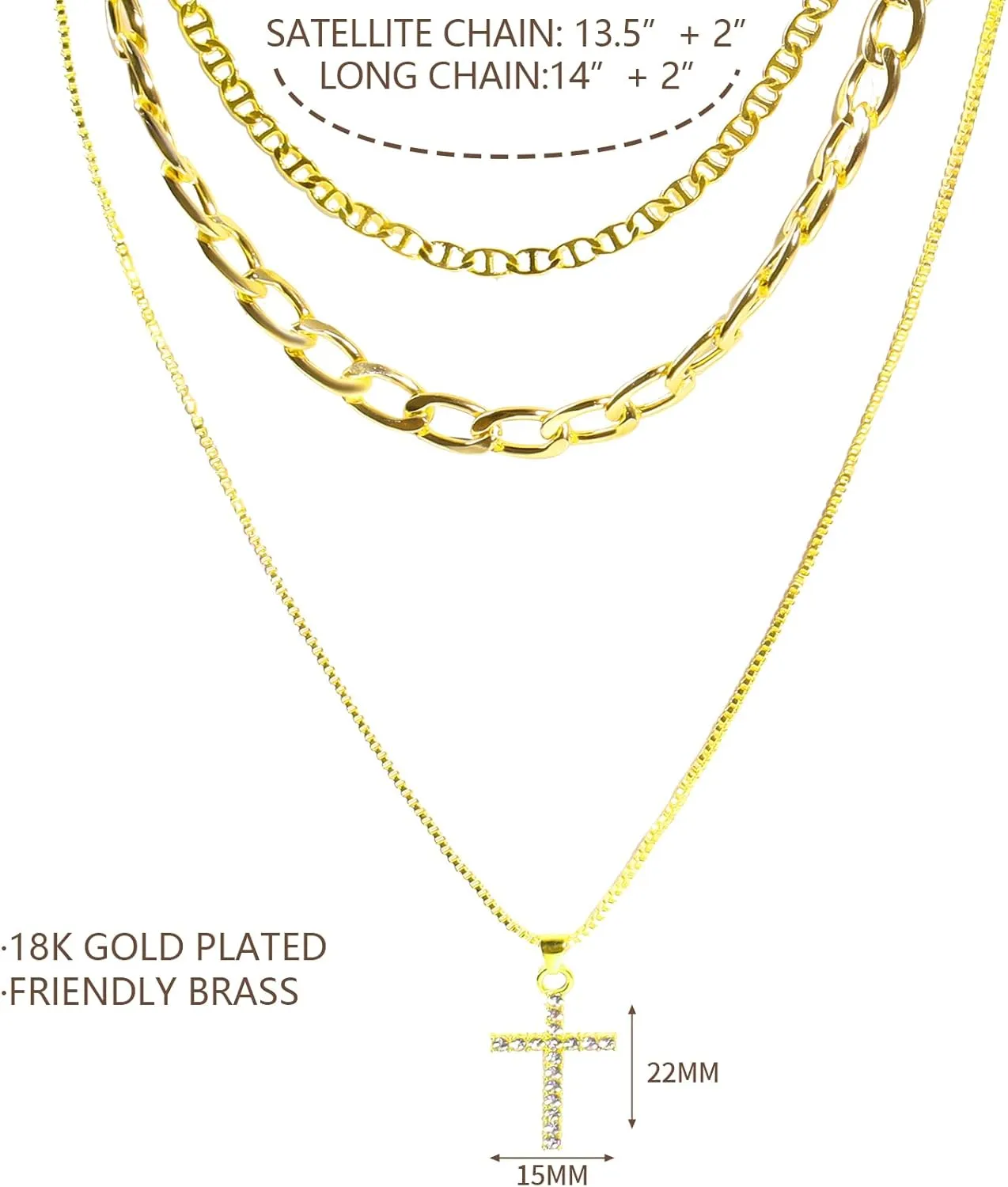 FOTN Gold Layered Necklaces for Women, 14K Dainty Gold Chain Necklace Women Trendy Cuban Link Chain Toggle Clasp Necklace Fashion Chunky Jewelry for Women