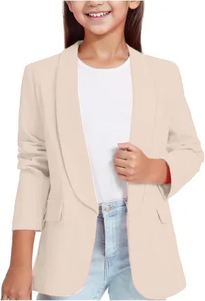 Girls Open Front Blazer Jacket Lightweight and Stylish Comfortable Suit Jacket for Kids Casual and Formal Occasions