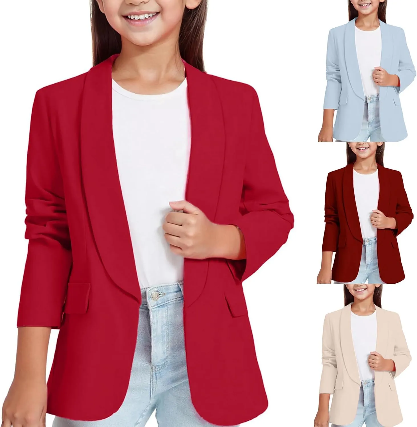 Girls Open Front Blazer Jacket Lightweight and Stylish Comfortable Suit Jacket for Kids Casual and Formal Occasions