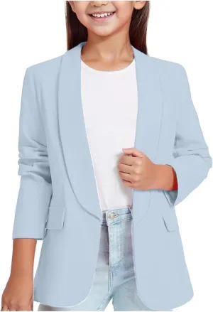 Girls Open Front Blazer Jacket Lightweight and Stylish Comfortable Suit Jacket for Kids Casual and Formal Occasions