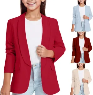 Girls Open Front Blazer Jacket Lightweight and Stylish Comfortable Suit Jacket for Kids Casual and Formal Occasions