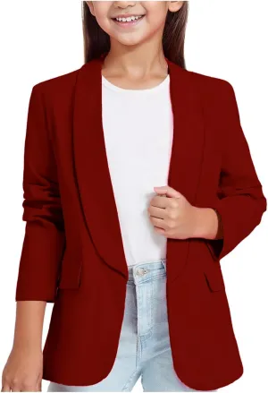 Girls Open Front Blazer Jacket Lightweight and Stylish Comfortable Suit Jacket for Kids Casual and Formal Occasions