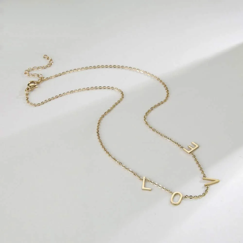 Gold Custom Necklace Personalized Nameplate Initial Letter Necklaces for Women Girls Charm Jewelry
