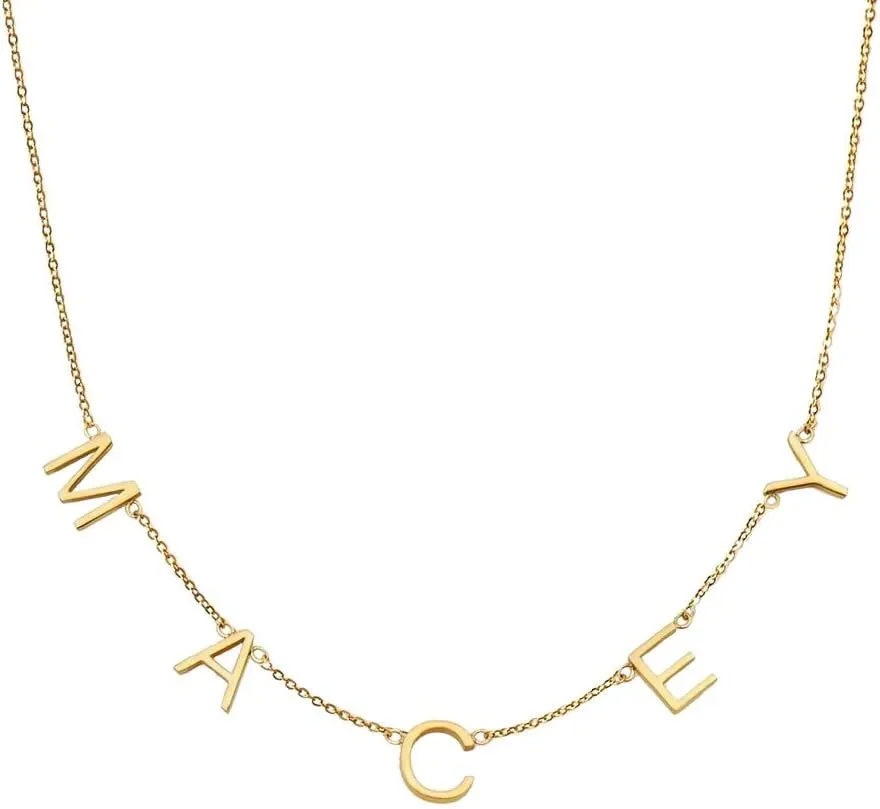 Gold Custom Necklace Personalized Nameplate Initial Letter Necklaces for Women Girls Charm Jewelry