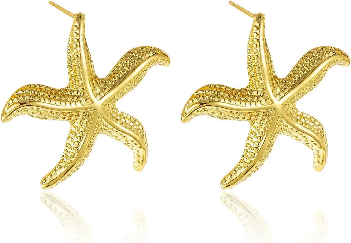 Gold Earrings for Women Statement Starfish Earrings Boho Fashion Beach Ear Jewelry Accessories for Women Ocean Beach Party Holiday Jewelry Gifts