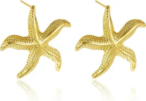 Gold Earrings for Women Statement Starfish Earrings Boho Fashion Beach Ear Jewelry Accessories for Women Ocean Beach Party Holiday Jewelry Gifts